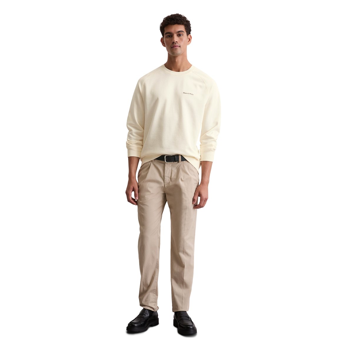 Sweat-shirt régulier en coton recyclé blanc, MARC O'POLO