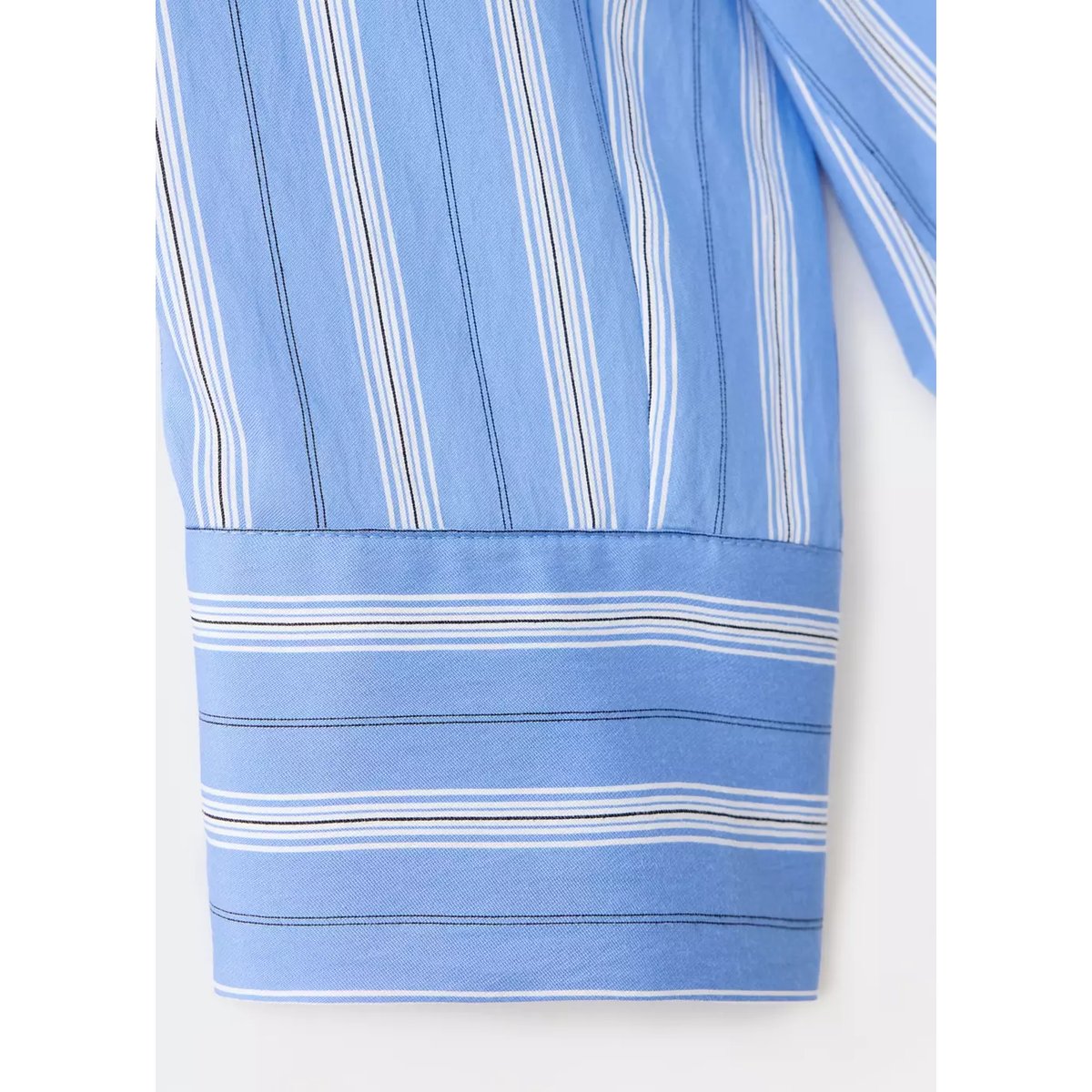 Chemise à rayures col montant bleu, MANGO