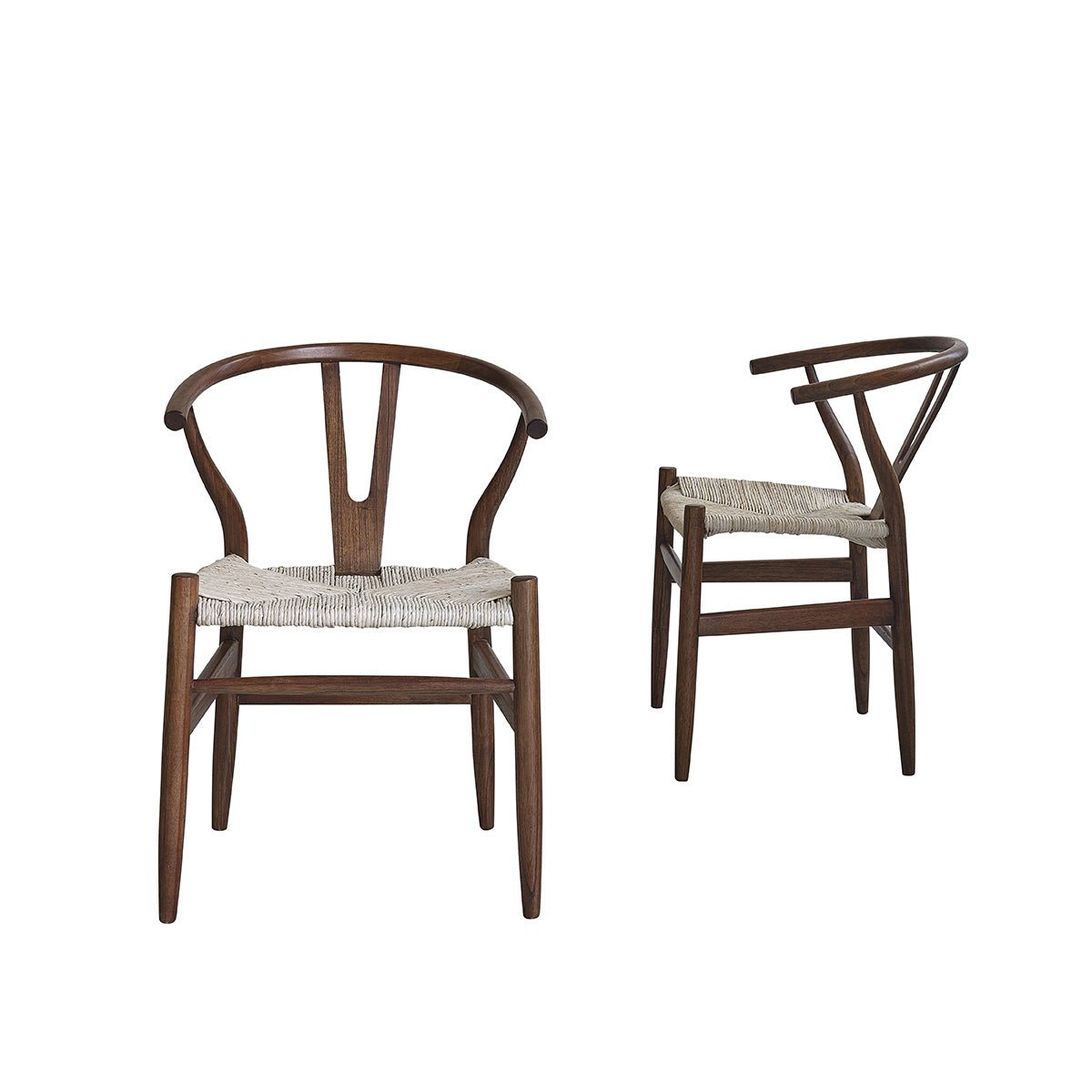 Lot de 2 chaises en bois massif et assise tissée  CAMILLE marron, BERAH GETAH