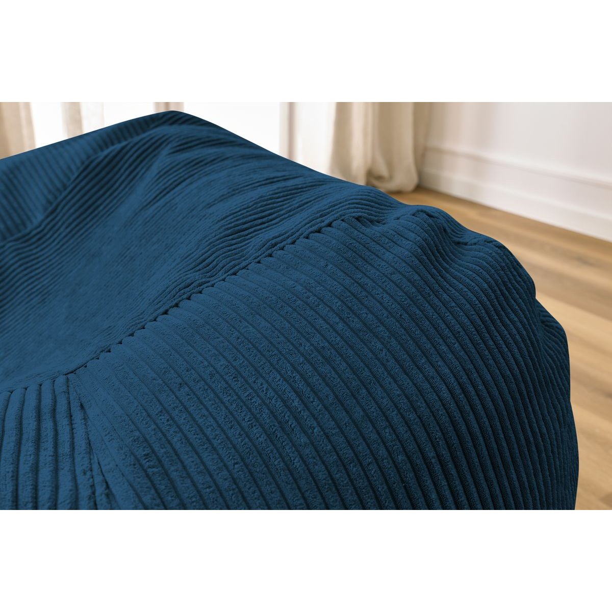 Pouf velours côtelé, VOLTAIRE bleu foncé, BOBOCHIC