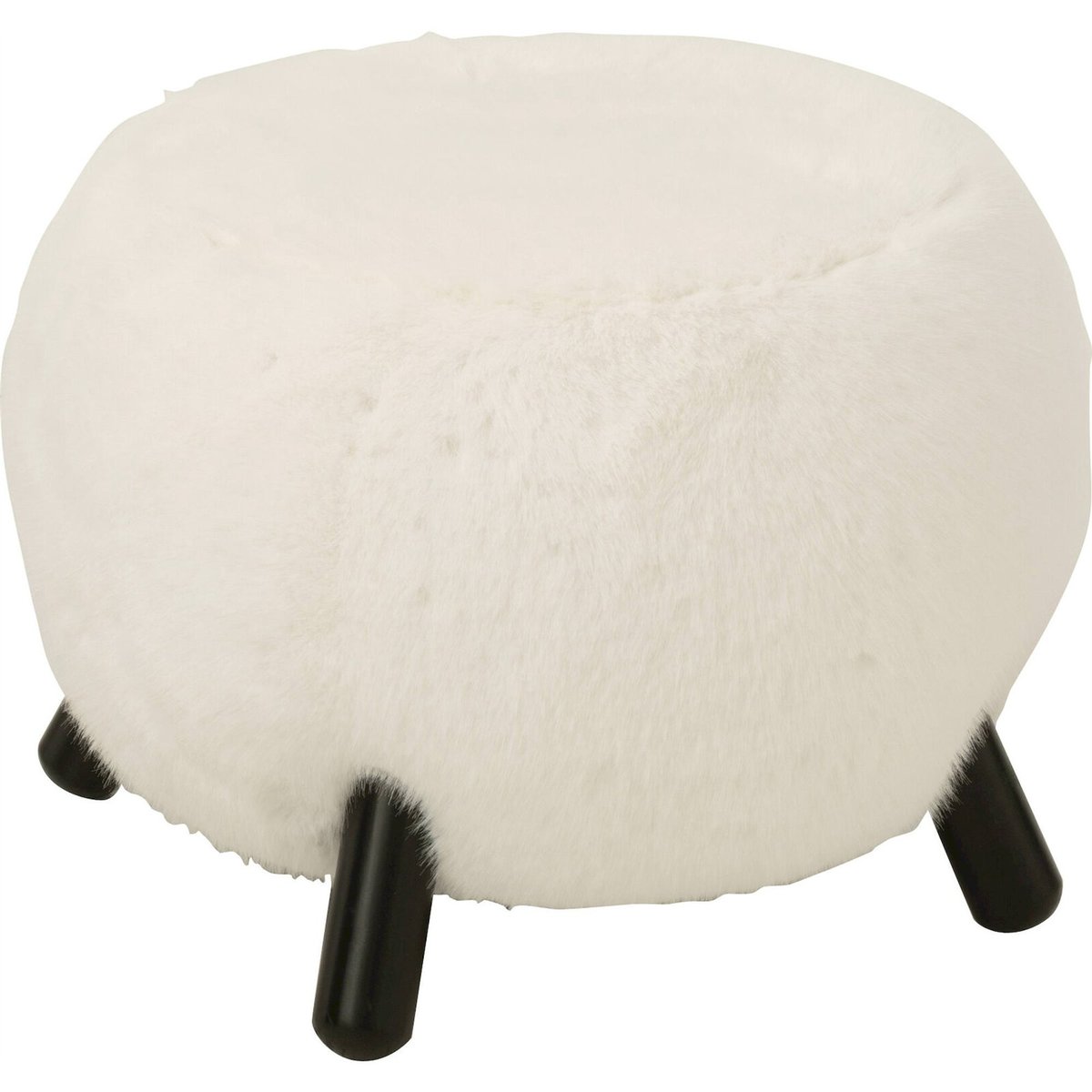 Tabouret rond en bois et blanche blanc neige et bois foncé, RECOLLECTION