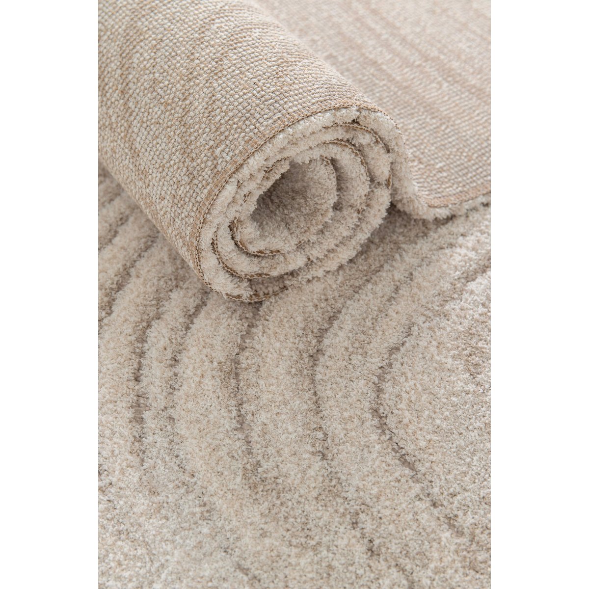 Tapis effet relief toucher ultra doux BRUME beige sable, AFK LIVING