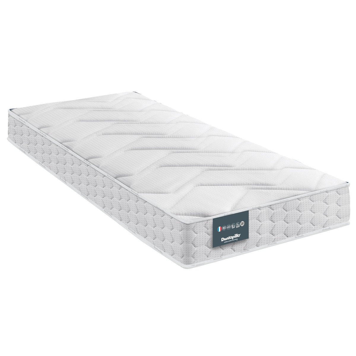 Matelas Aérial® 20cm, sommier pieds JONQUILLE blanc, DUNLOPILLO