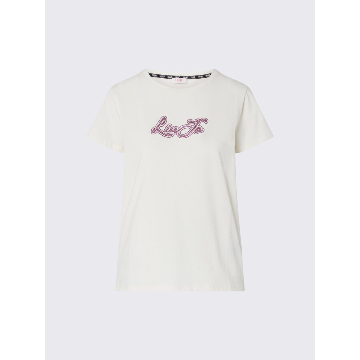 T-shirt en jersey avec logo blanc laine, LIU JO