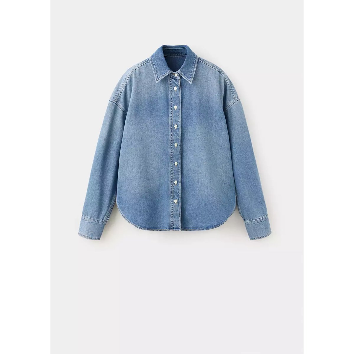 Chemise denim 100 % coton bleu moyen, MANGO