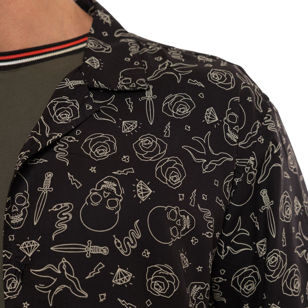 Chemise légère TATS noir/blanc, VON DUTCH