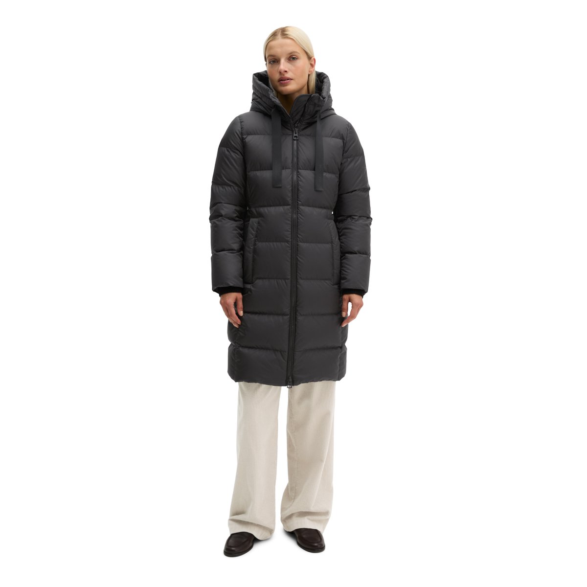 Manteau matelassé en duvet à capuche, coupe régulière avec une surface hydrofuge noir, MARC O'POLO
