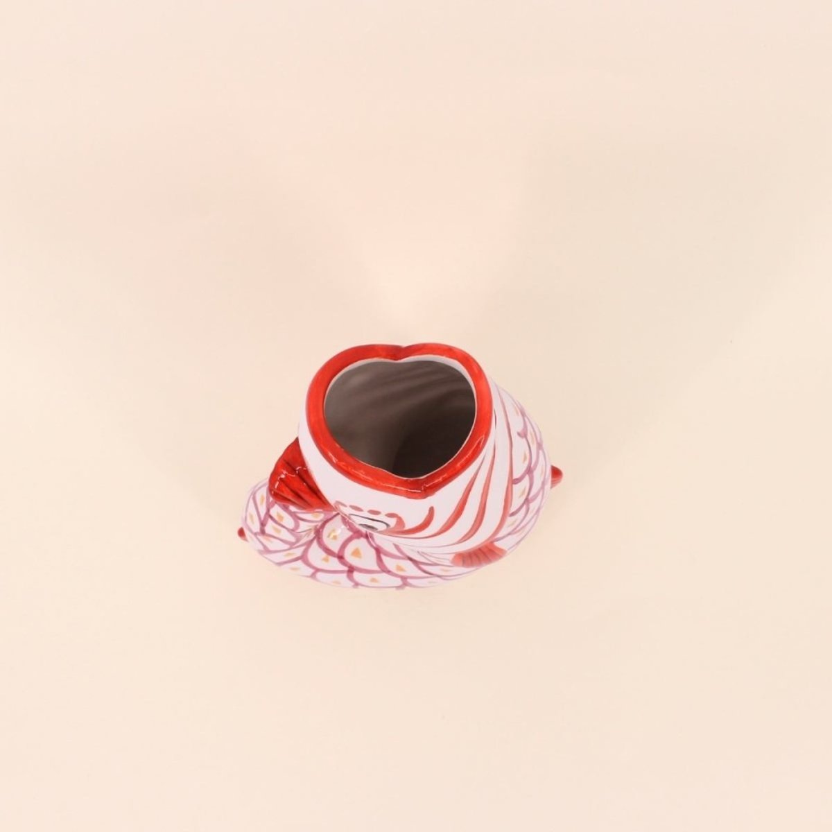 Vase forme poisson en dolomite, H25cm rouge, KERSTEN