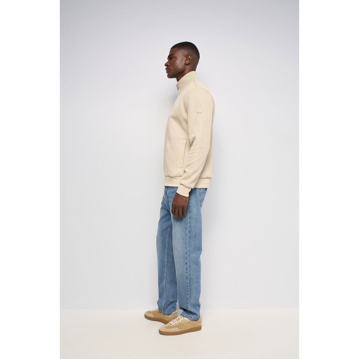 BLOUSON BOMBER EN MAILLE ecru, SALSA JEANS