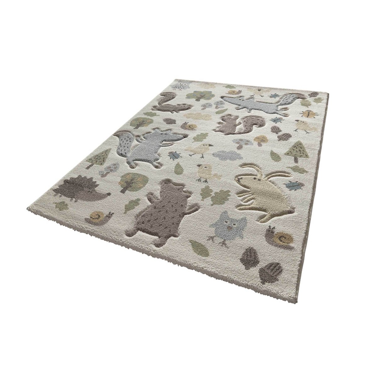 Tapis enfant motif animaux de la forêt ,  FOREST blanc et bleu, SIGIKID