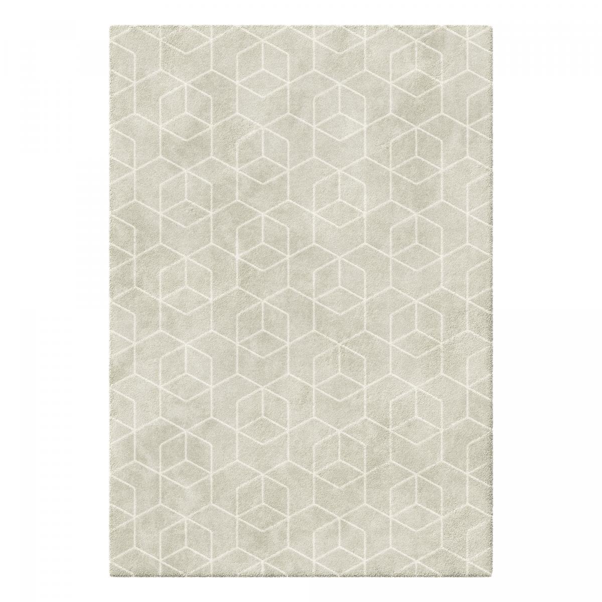 Tapis salon et chambre tissé motif abstrait LUCEN 8 argent, écru, UN AMOUR DE TAPIS
