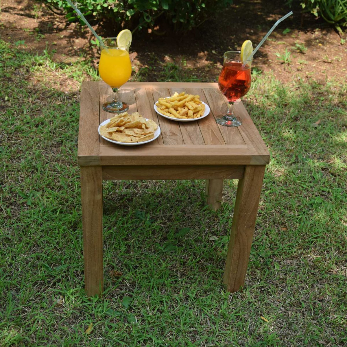 Table basse d'appoint carrée en teck massif 45 x 45 cm - COFFE naturel, TECK ATTITUDE