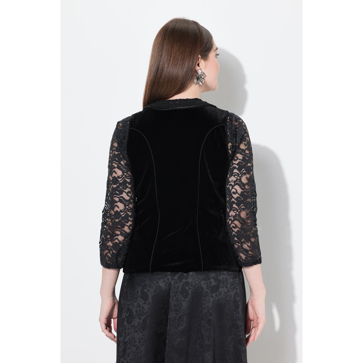 Corsage traditionnel, slim, encolure carrée noir, ULLA POPKEN