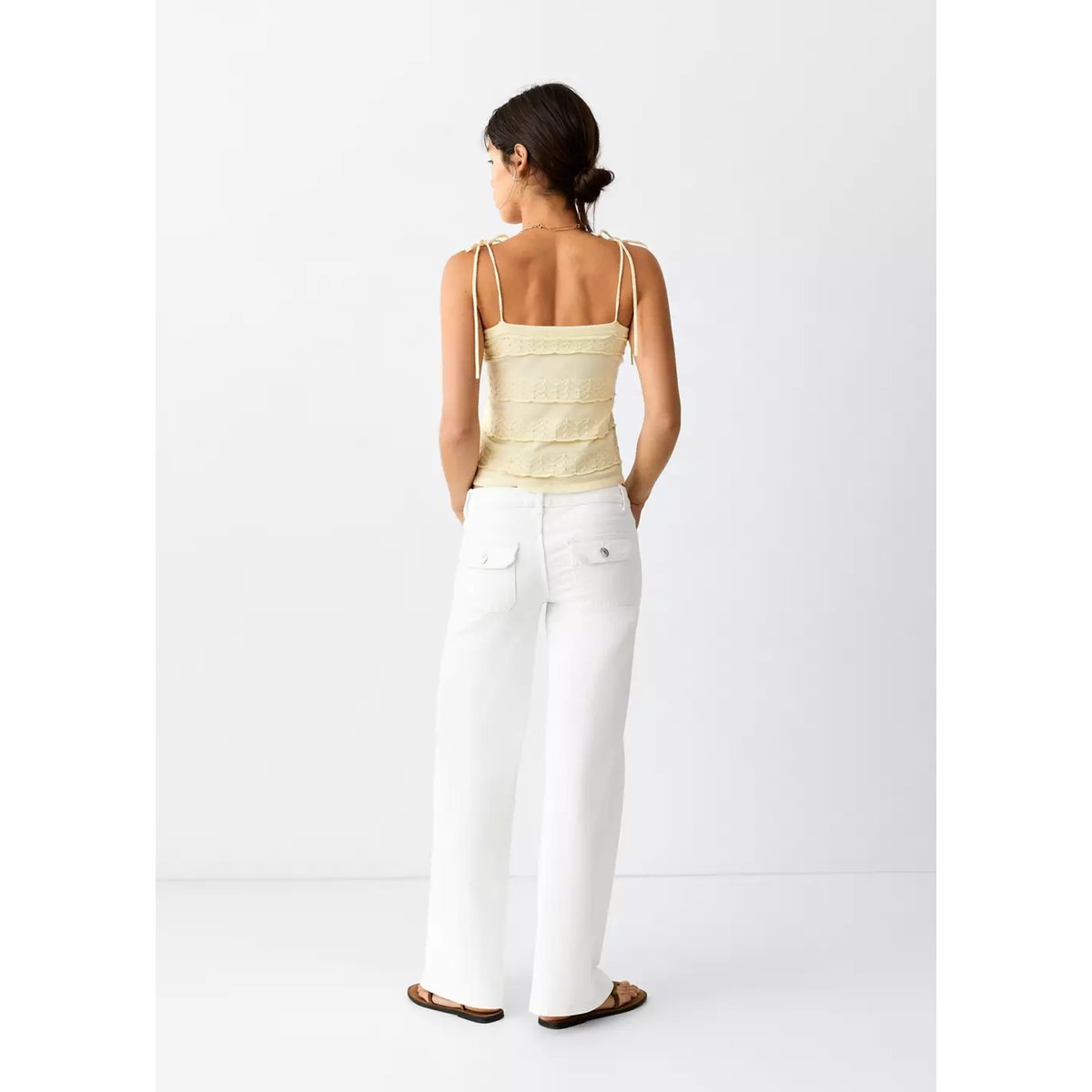 Jean low waist wide leg blanc cassé, MANGO TEEN