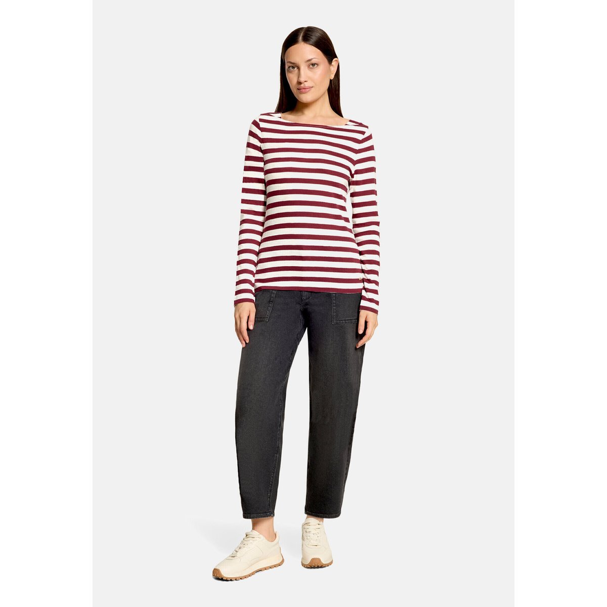 T-shirt à rainures à encolure bateau dark red/cream, BETTY & CO