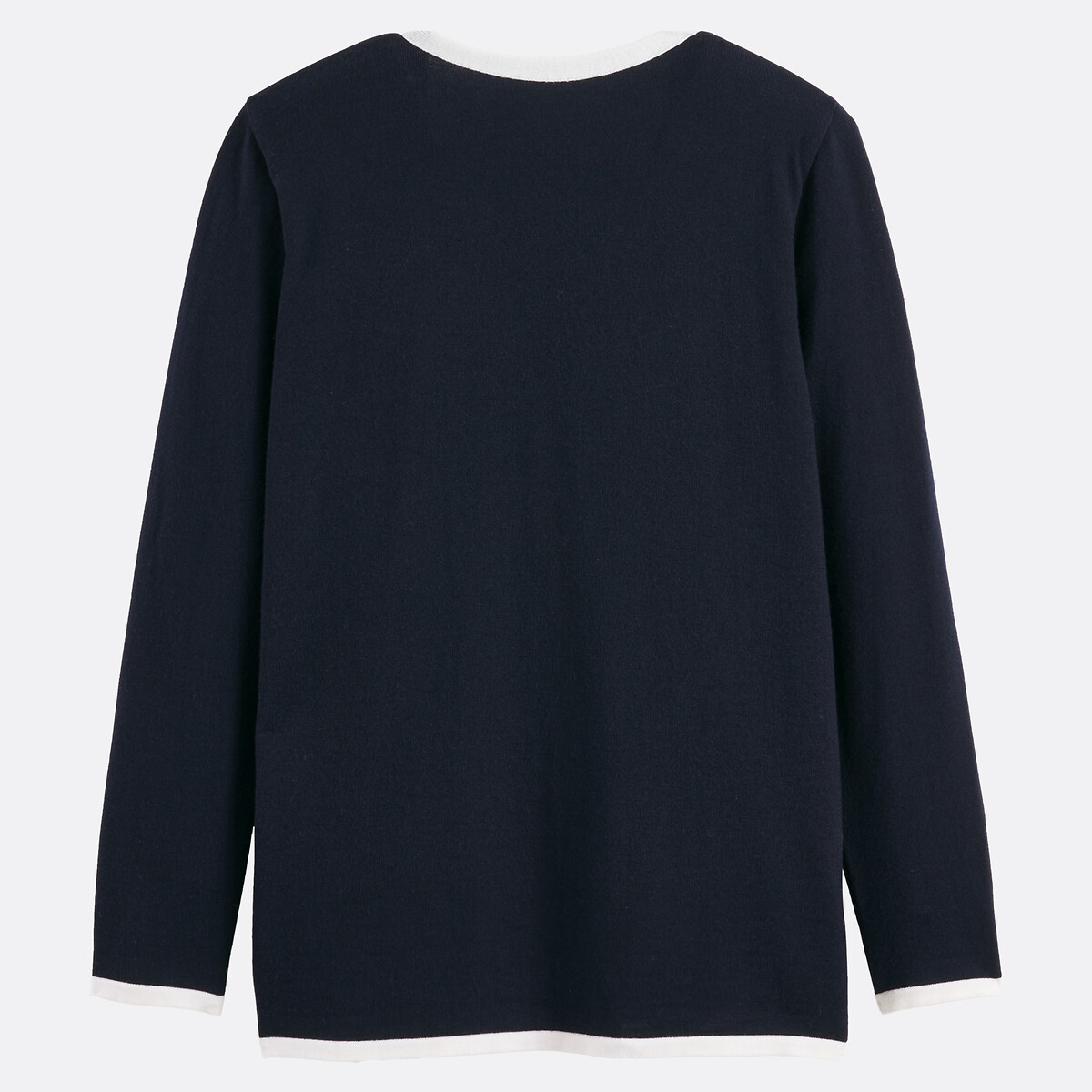 Merino Wool Long Open Cardigan navy blue, BLANCHEMAILLE