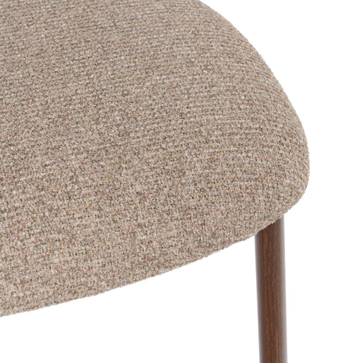 Chaise de salle à manger Curve en tissu marron avec piètement finition noyer (lot de 2) crème / ivoire, AMADEUS
