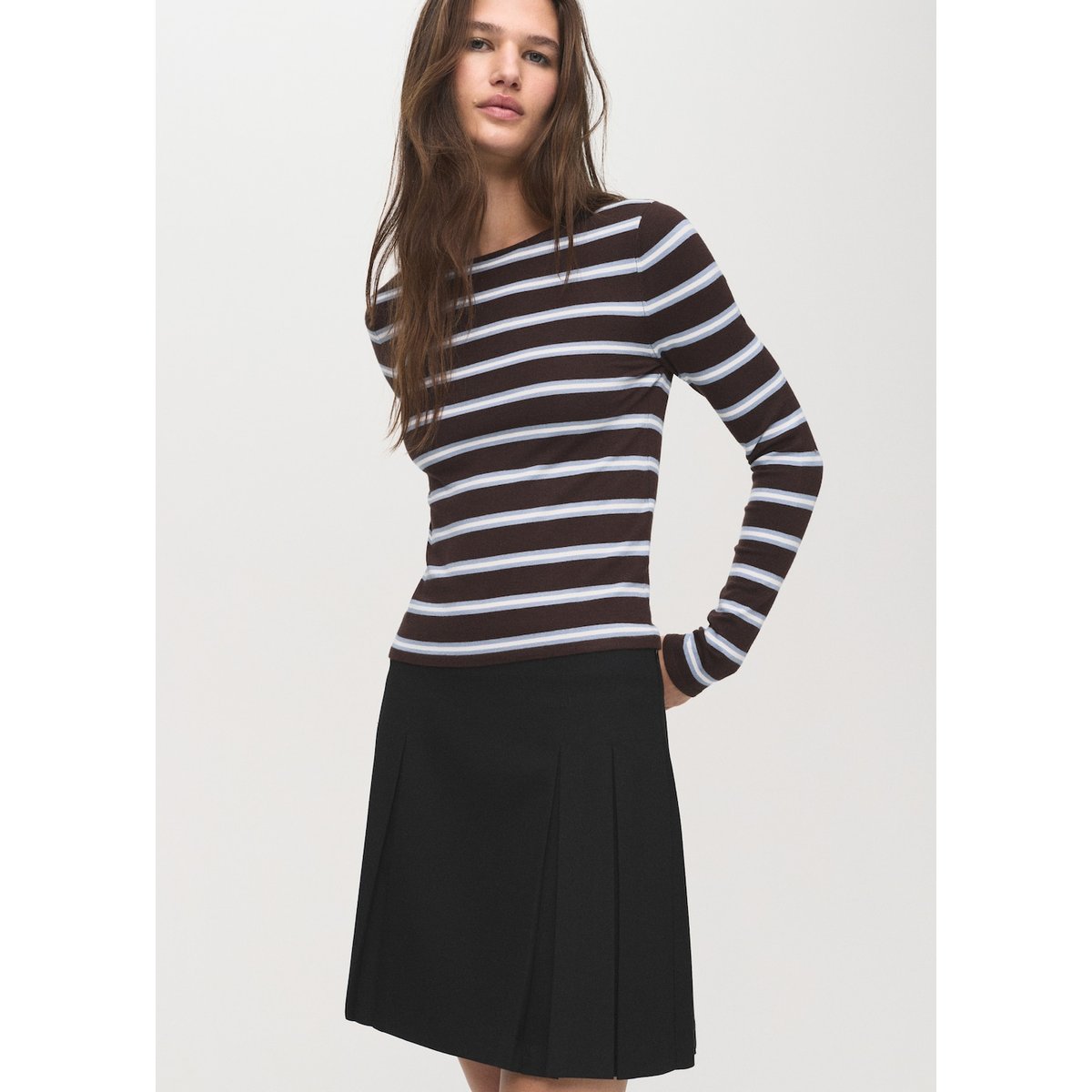 Minijupe plissée noir, MANGO