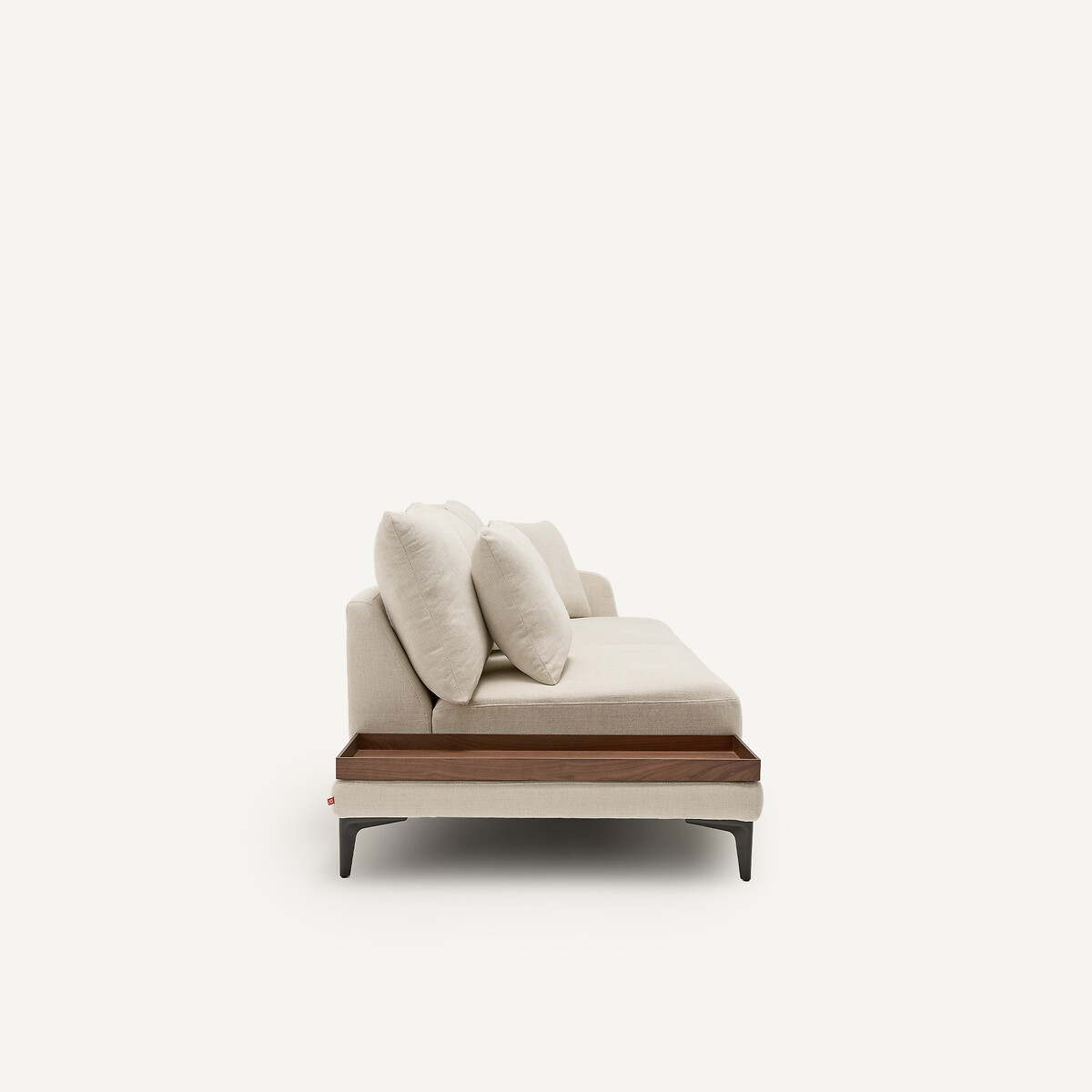 Demi-canapé avec plateau, en polyester natté, MODERNISTE ivoire, EMMANUEL GALLINA X AM.PM