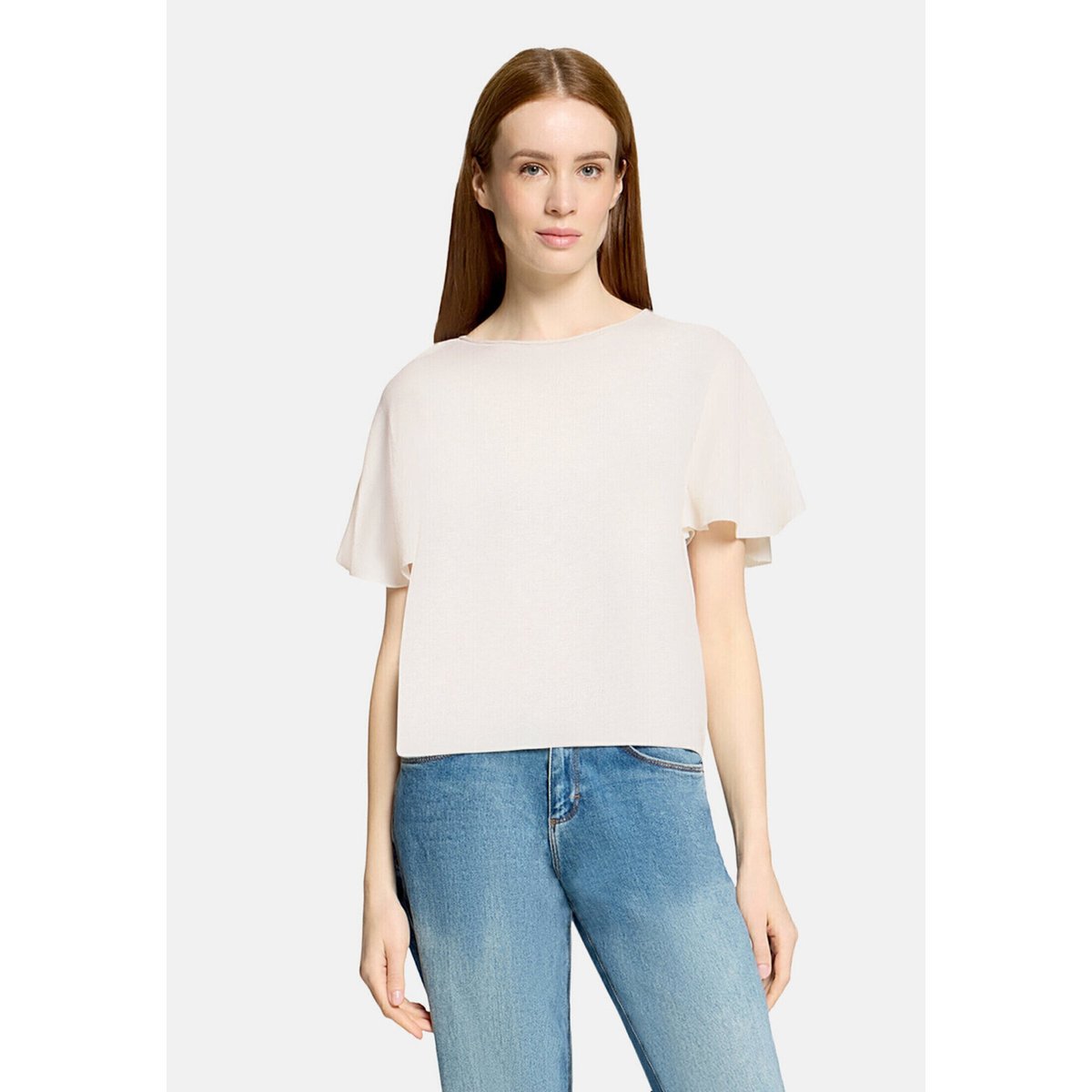 Pull-over en maille à manches à ailettes blanc, CARTOON