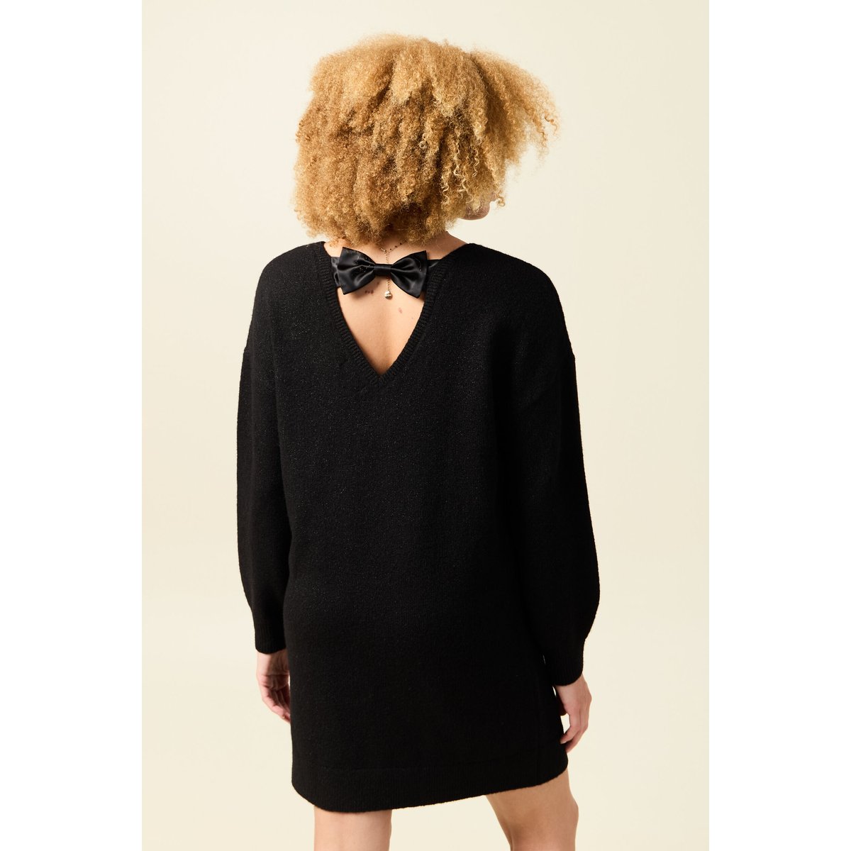 Robe pull fin manches longues noir, BONOBO