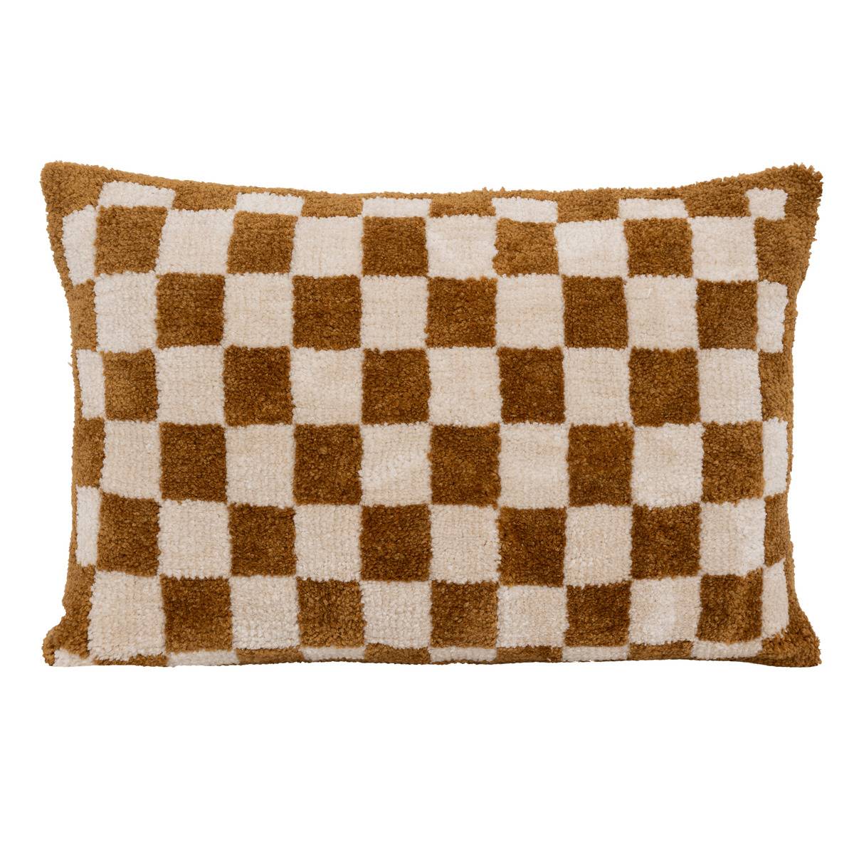 Coussin avec motif tufté ITHA ocre, ATMOSPHERA