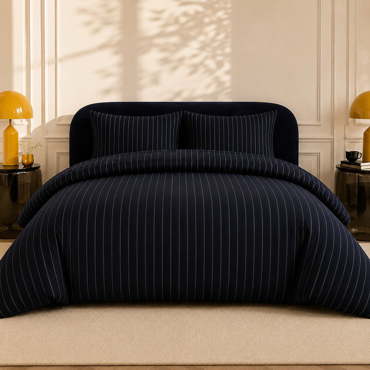 Parure de lit en percale de coton rayures verticales, LOYD multicolore, ATELIER DU COTON