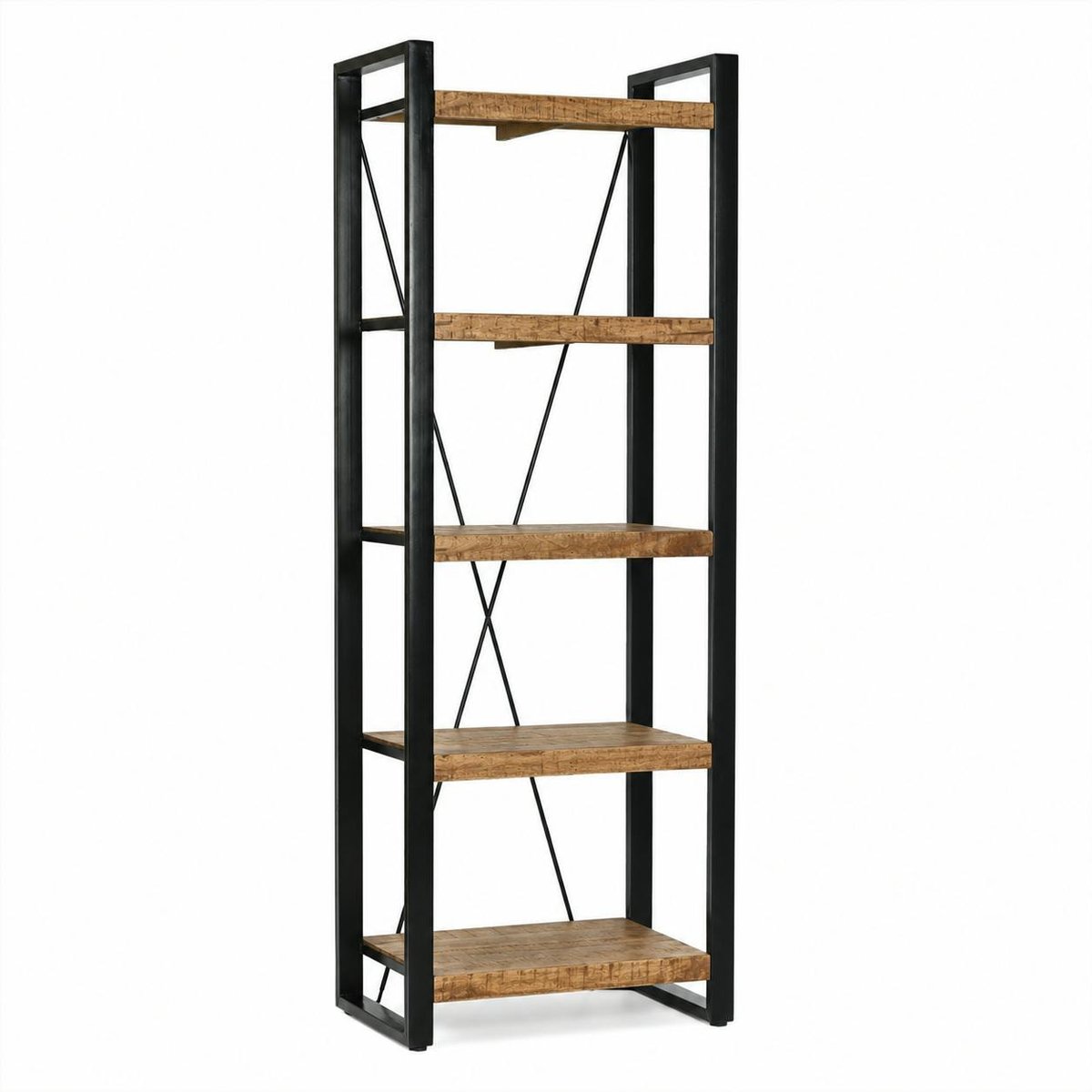 Colonne de salon bois métal 5 plateaux KARGO bois naturel, PIER IMPORT