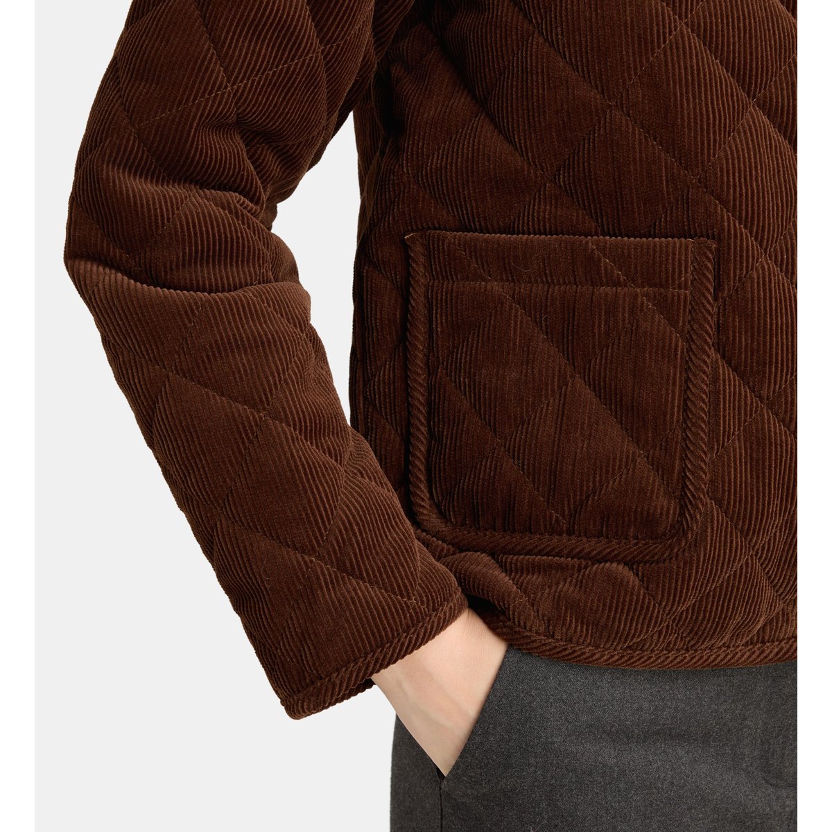Veste droite orfila en velours matelassé tabac, JODHPUR