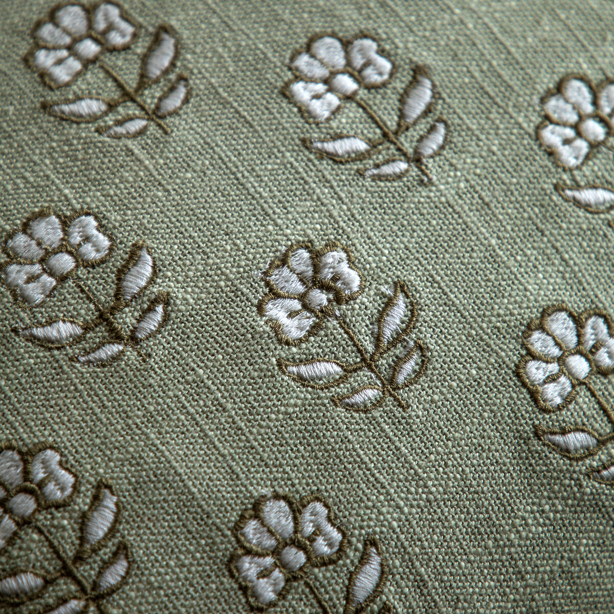 Ivy Embroidered Floral Filled Cushion sage, SO'HOME
