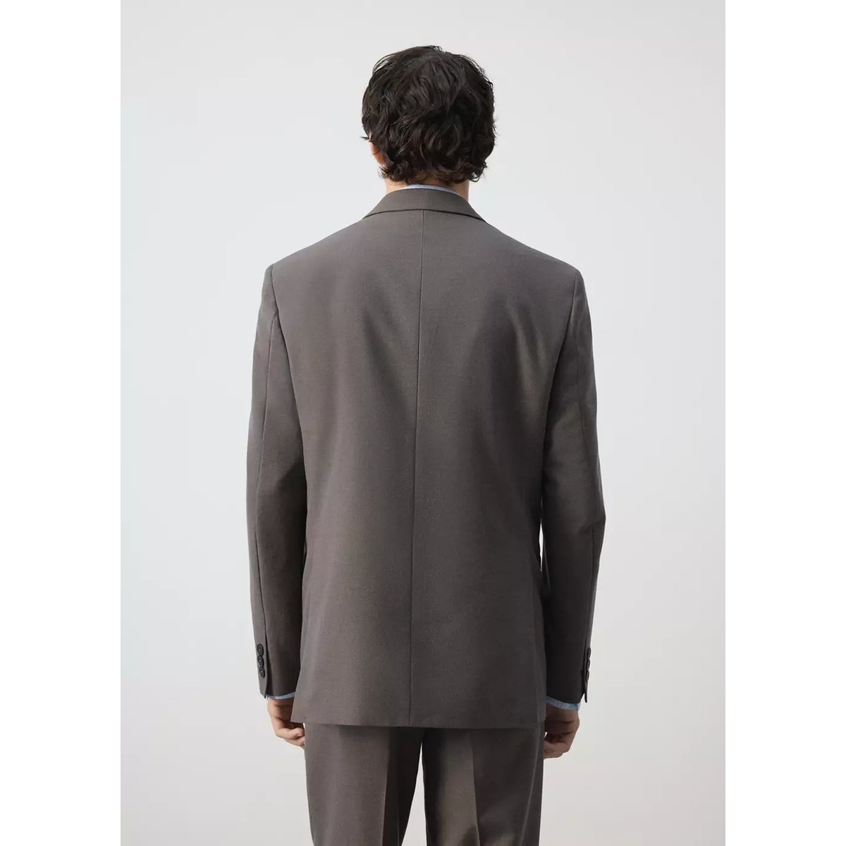 Blazer croisé coupe slim marron moyen, MANGO MAN