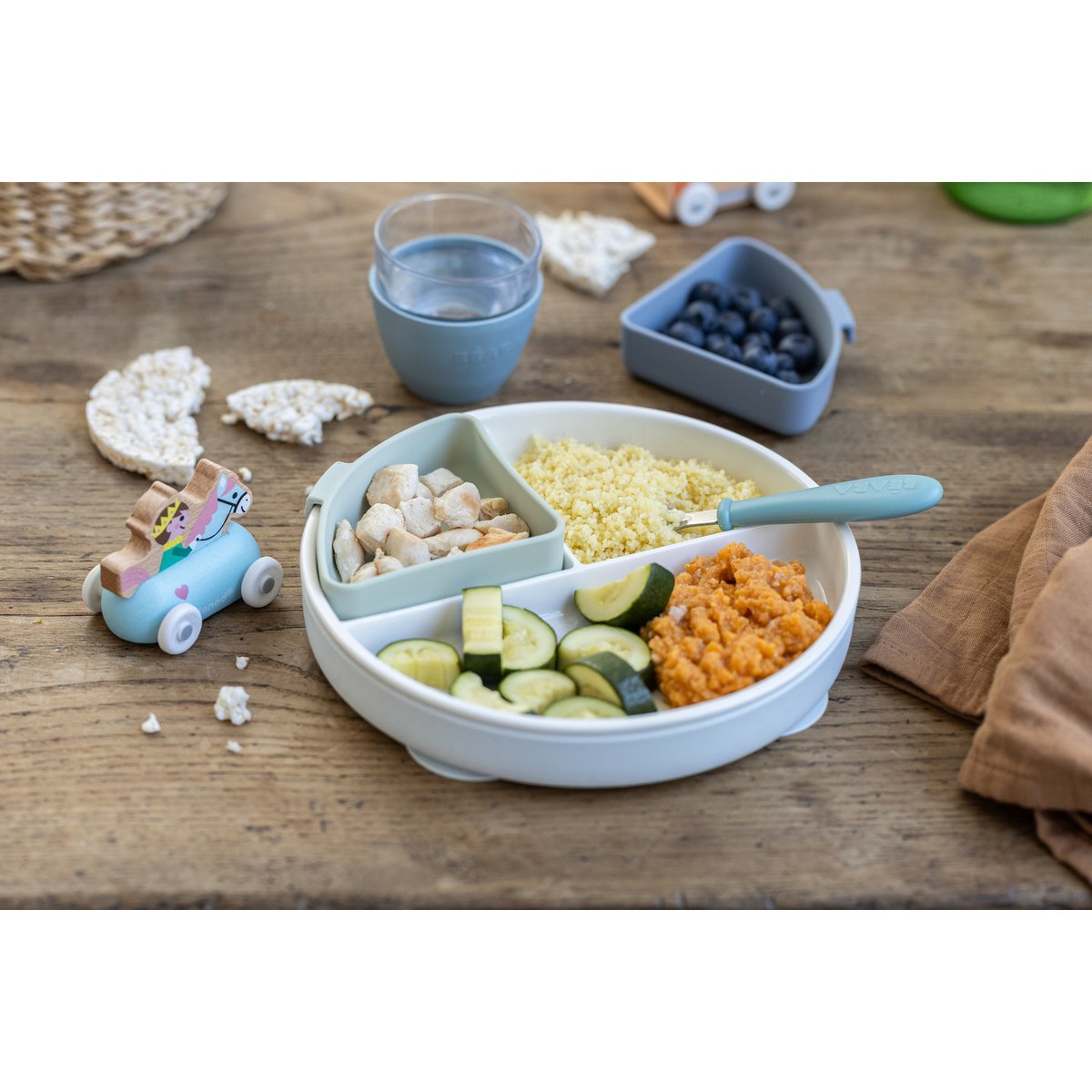 Assiette bébé compartimentée en porcelaine MIX & MATCH galet, BEABA