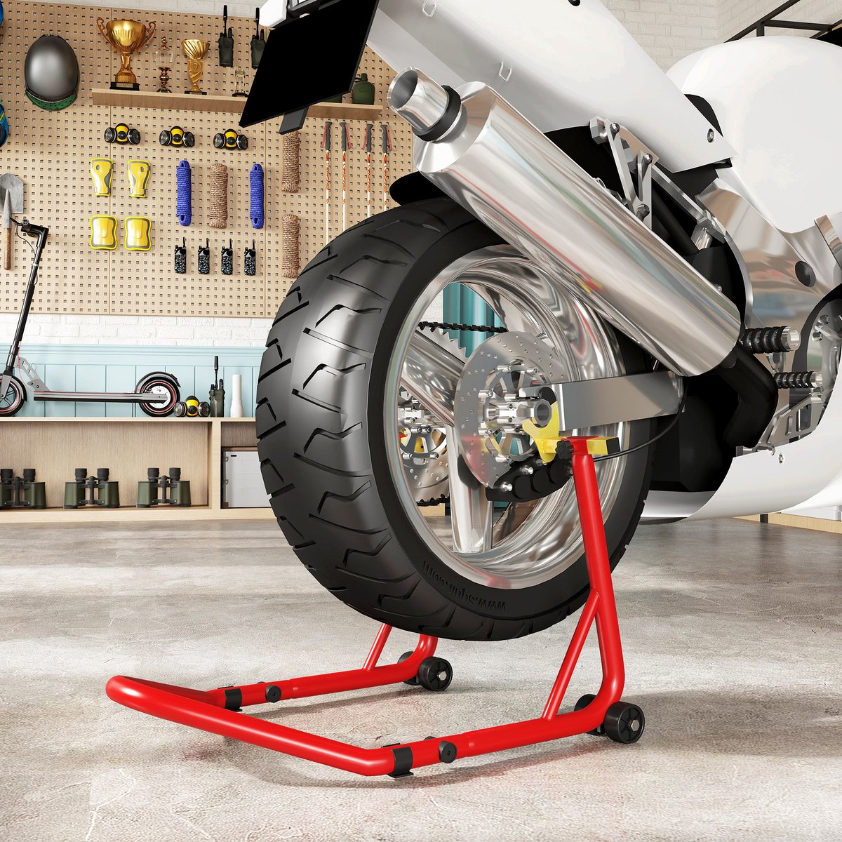Support pour moto Acier Rouge rouge, HOMCOM