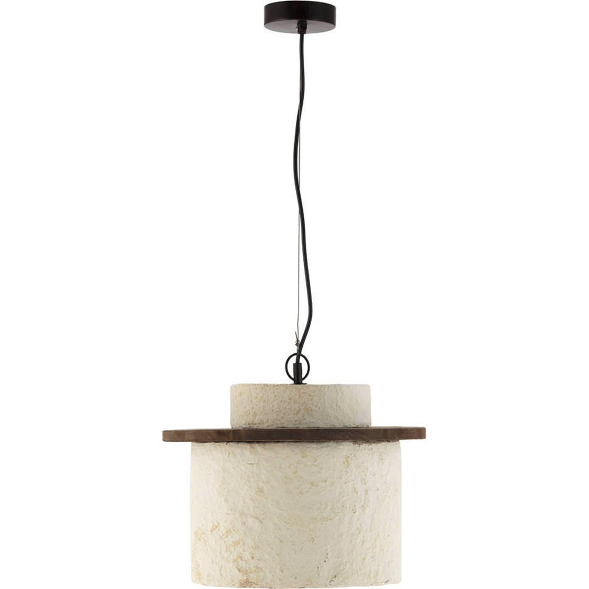 Suspension en papier mâché et bois beige vieilli, brun et noir, RECOLLECTION
