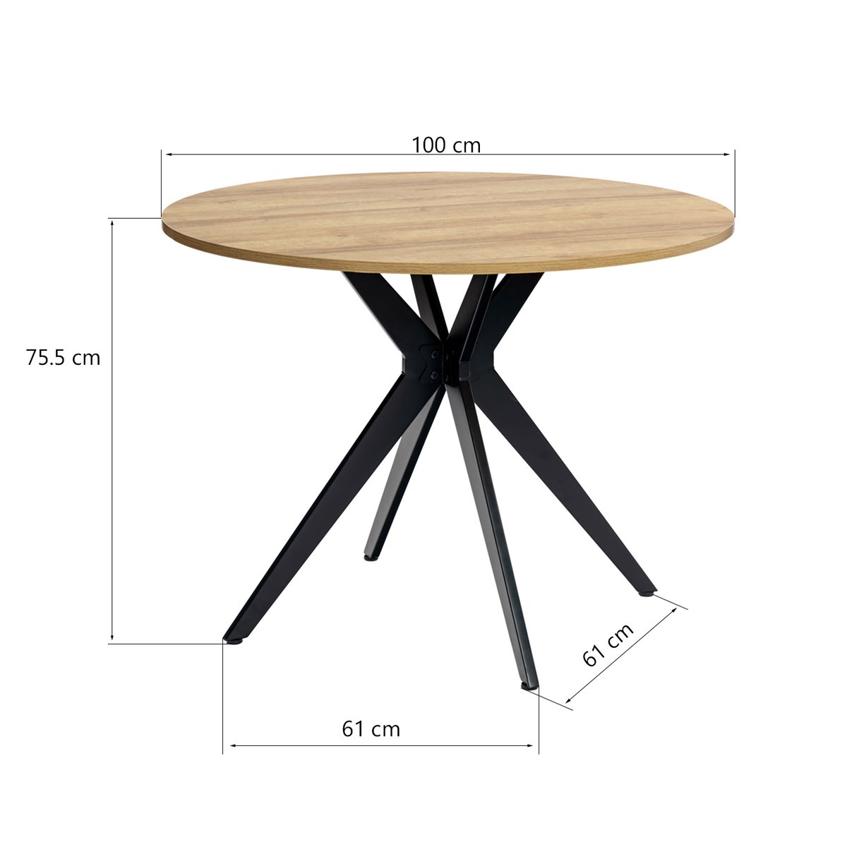 Ensemble de table à manger ronde avec 4 chaises, CLIFTOAKXSET chêne et beige, MEUBLES COSY
