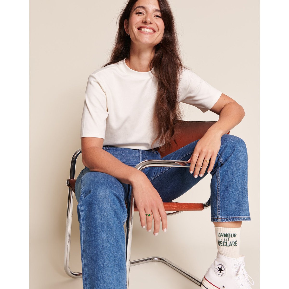 T-shirt en coton bio, ESSENTIELS blanc - ivoire, EMOI EMOI