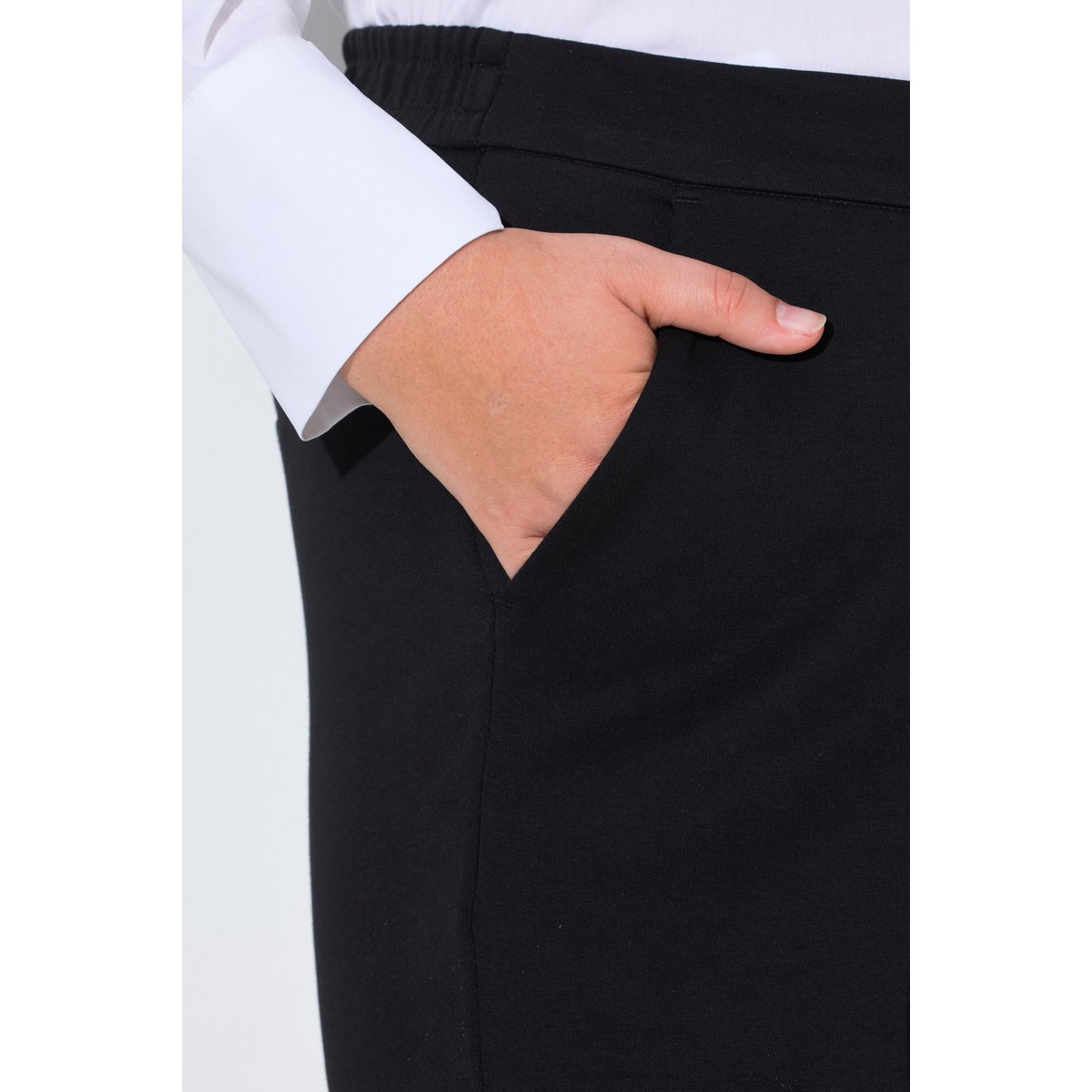 Pantalon point de Rome, couture fantaisie noir, ULLA POPKEN