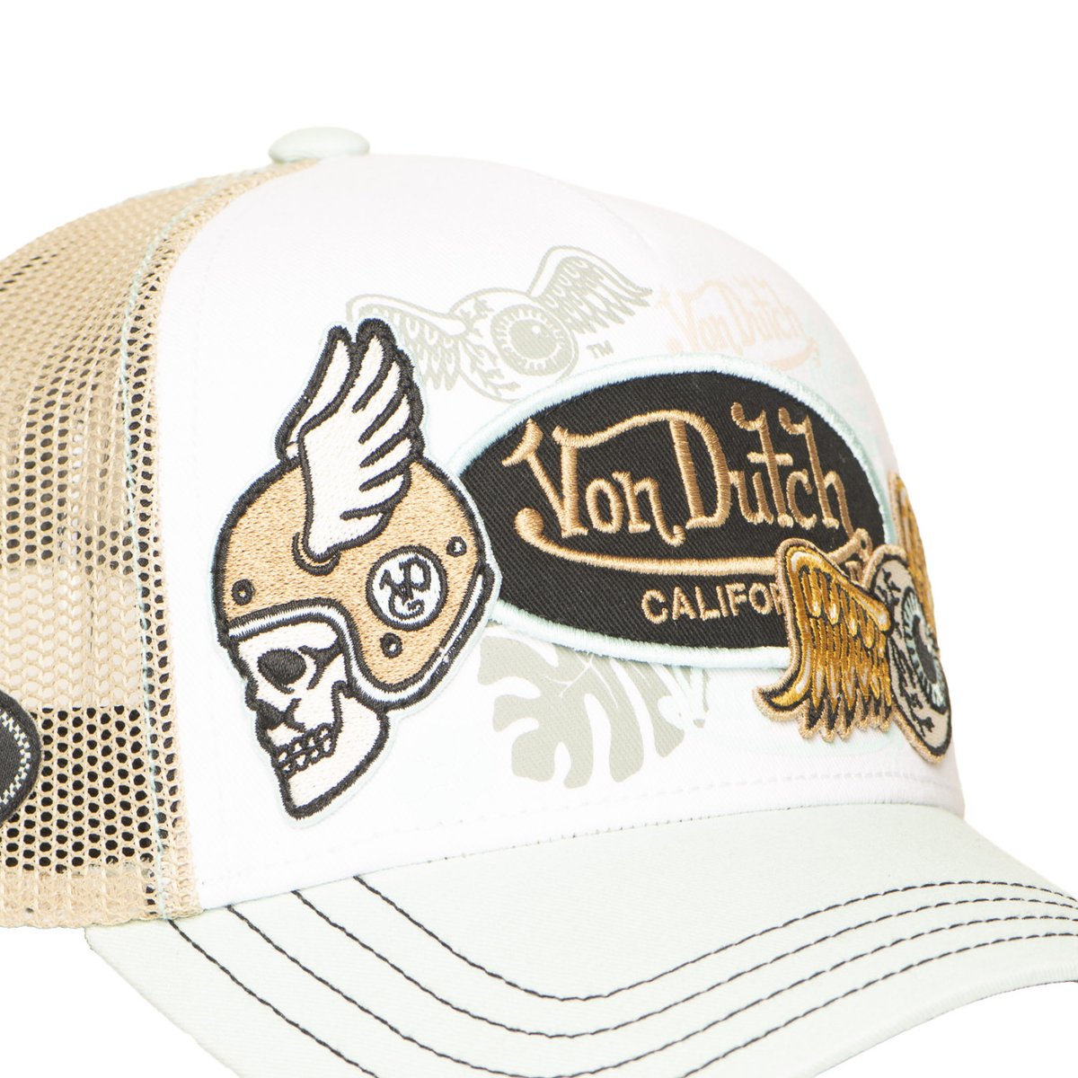 Casquette Trucker Patches vert pâle/blanc/beige/noir, VON DUTCH