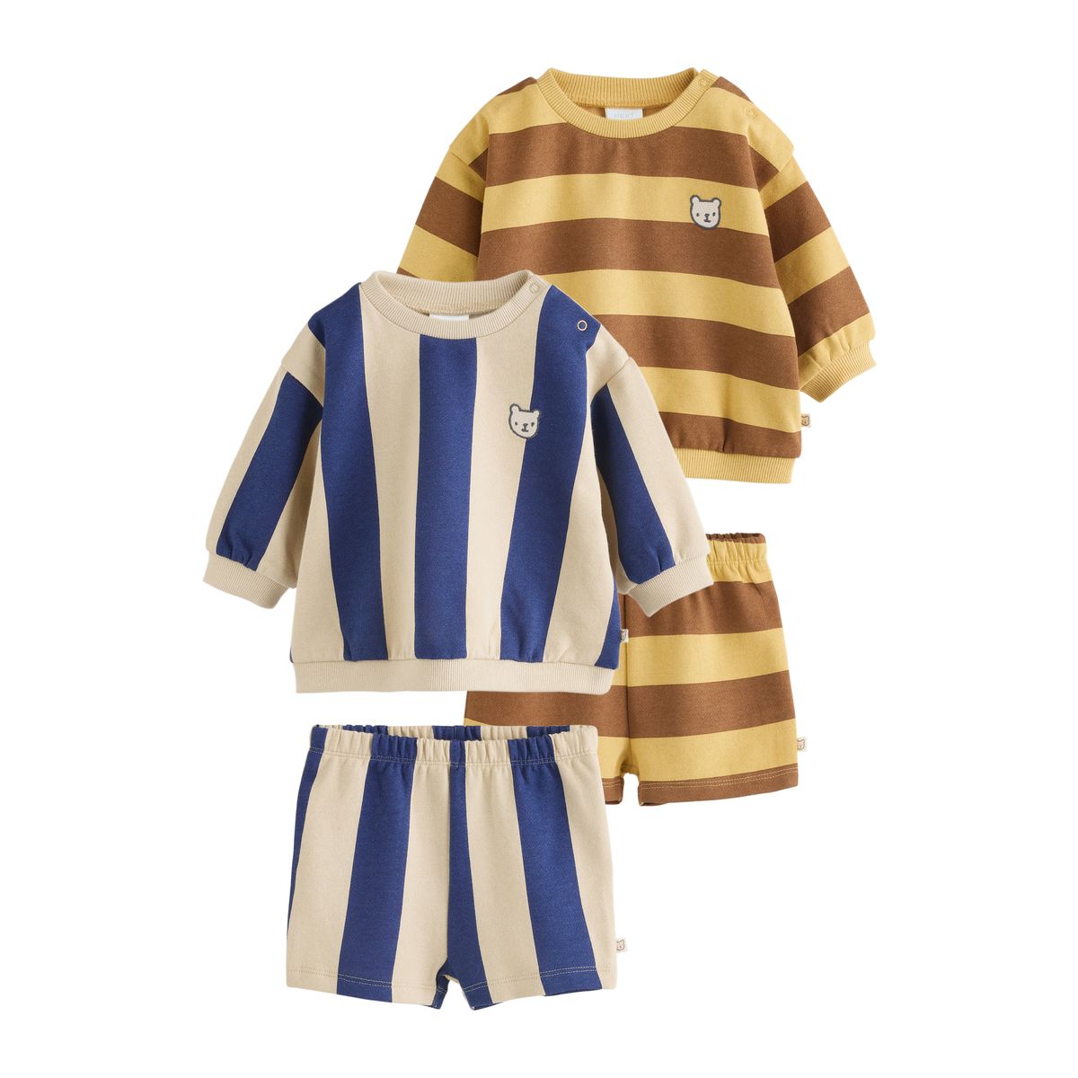 Sweat et short bébé, 4 pièces rayures bleues/rouille, NEXT
