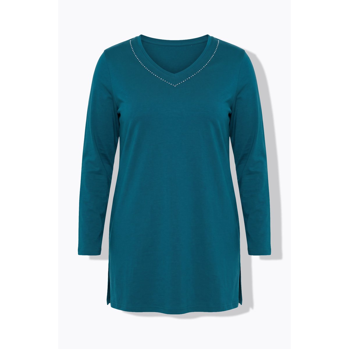 T-shirt avec strass fantaisie vert pétrole, ULLA POPKEN