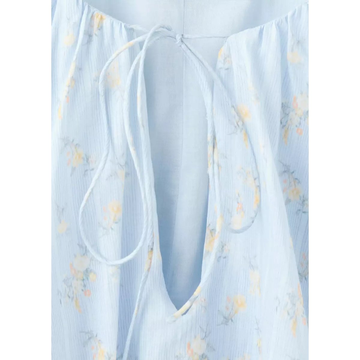 Blouse crop imprimé fleuri bleu, MANGO