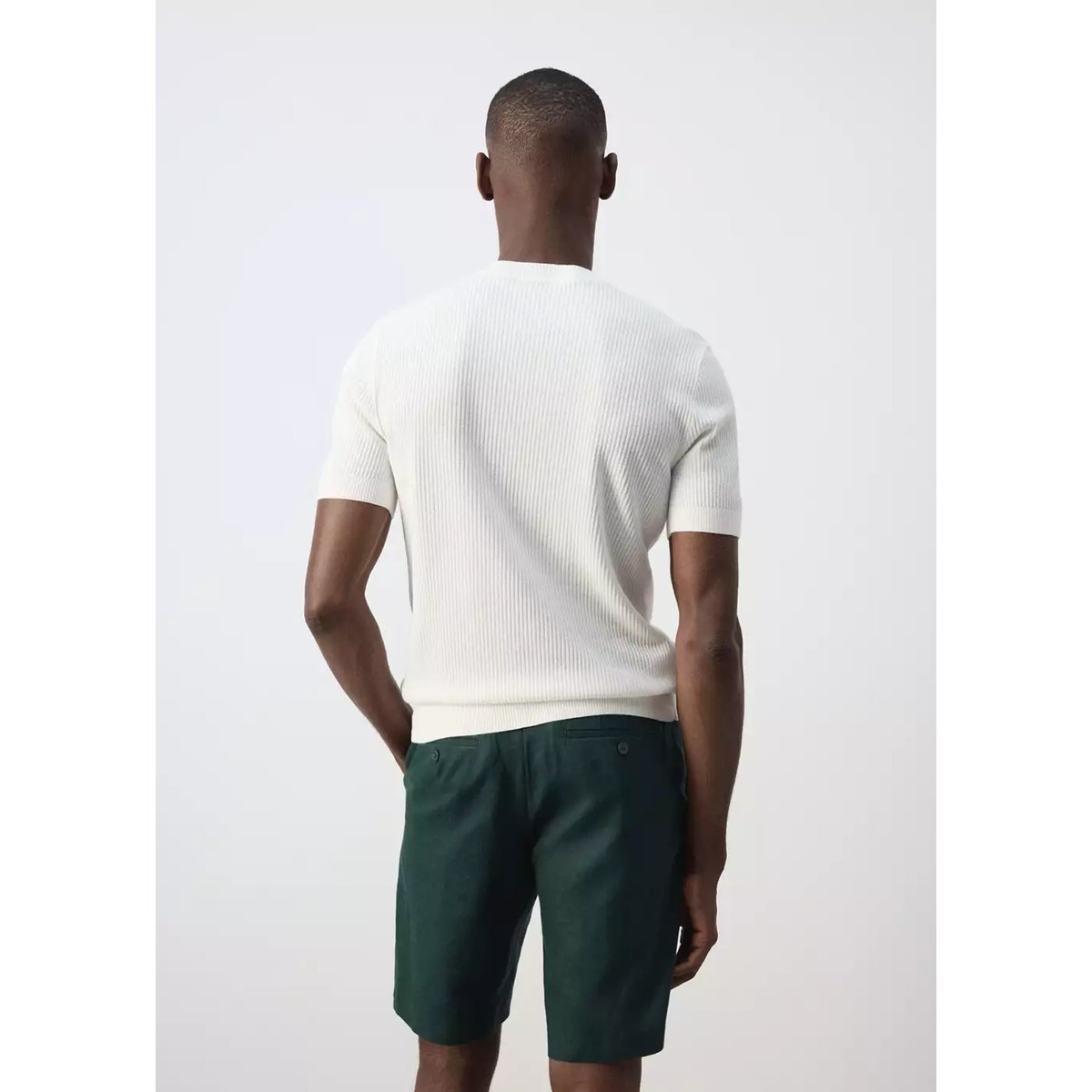 T-shirt maille côtelée blanc, MANGO MAN