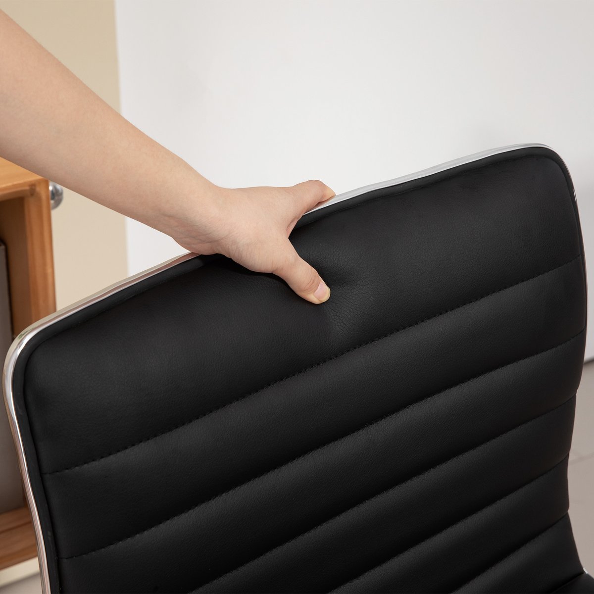 Chaise de bureau Revêtement synthétique Noir noir, HOMCOM