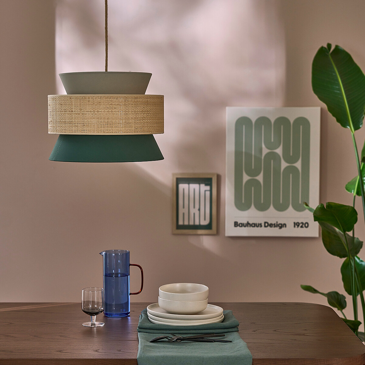 Dolkie 40cm Diameter Double Ceiling Light Shade green/grey, LA REDOUTE INTERIEURS