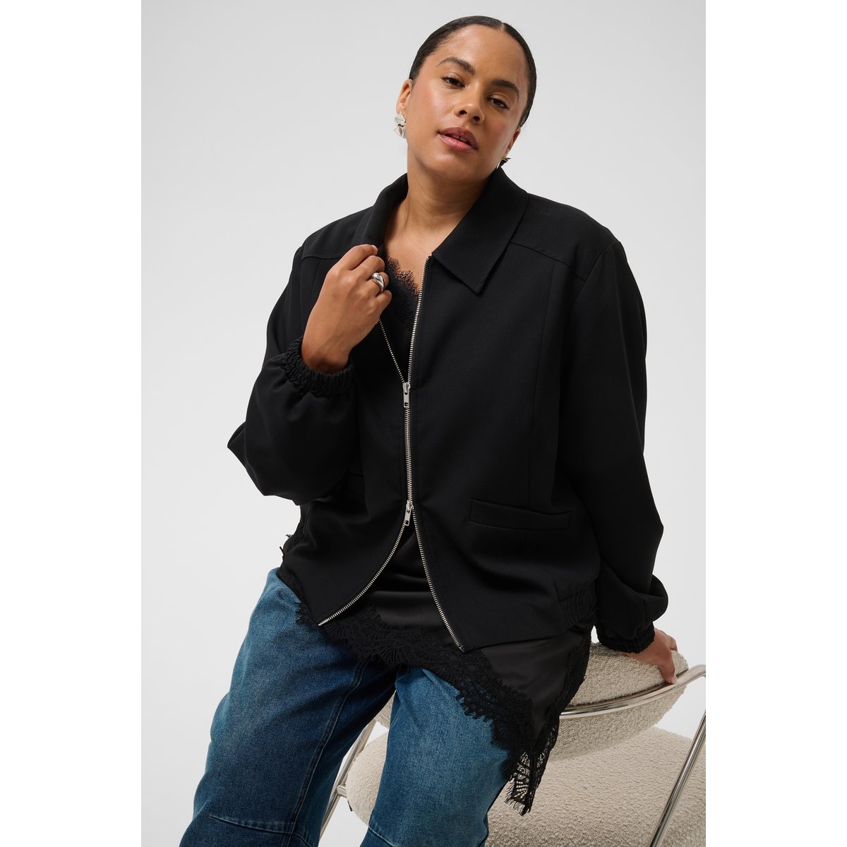 Manteau noir black deep, KAFFE CURVE