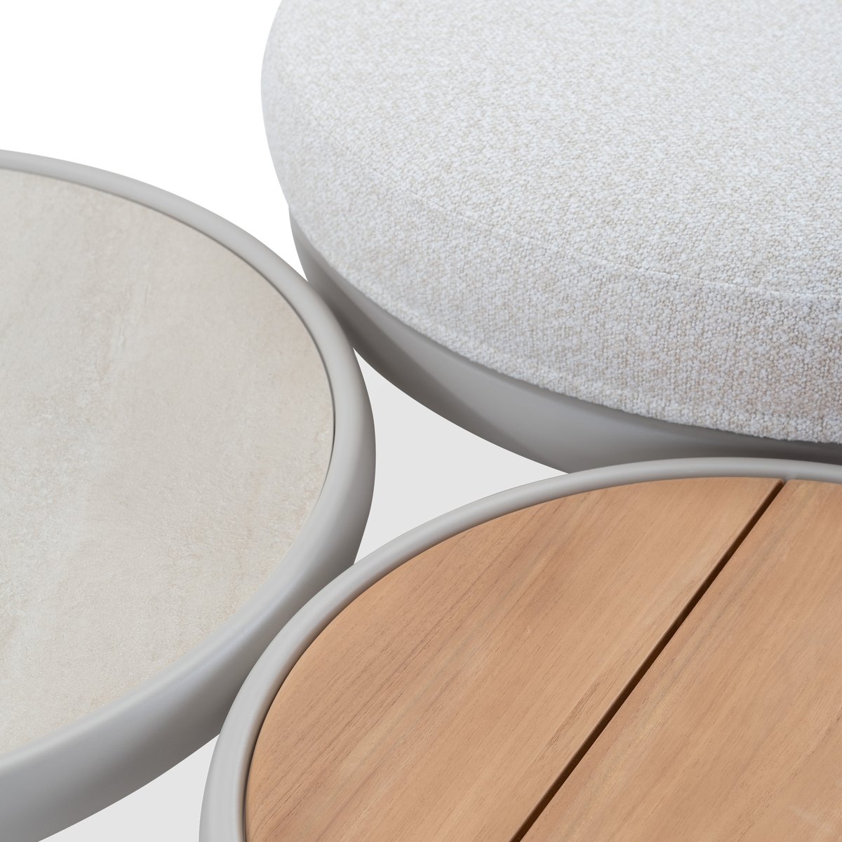 Salon de jardin 7 places, 2 tables, SAONA beige, DEFORA HOME