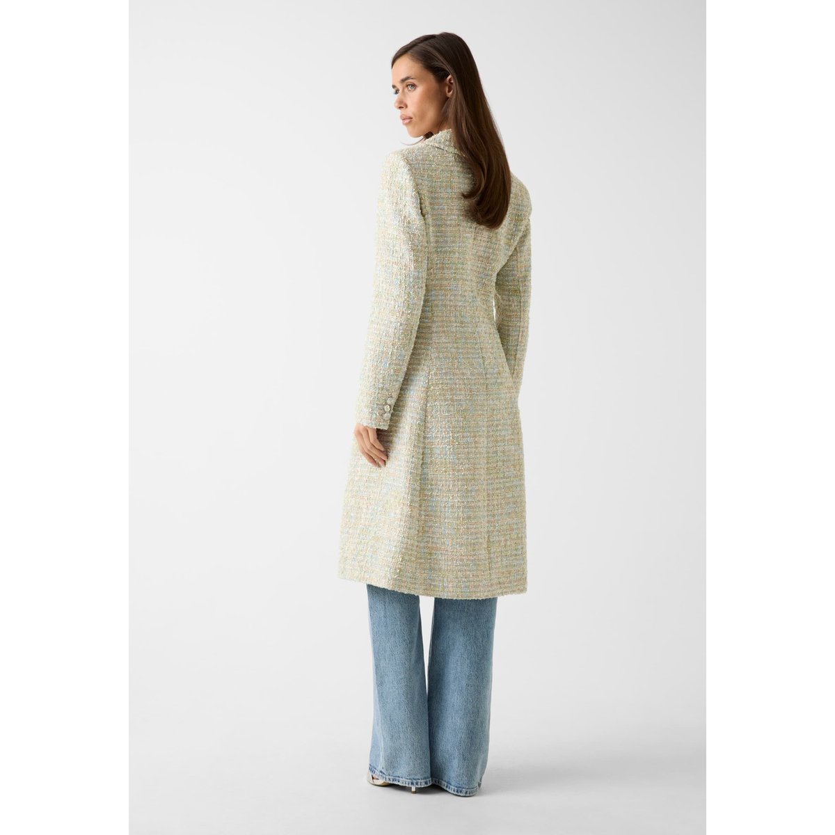 Manteau Long En Tweed vert clair, GUESS