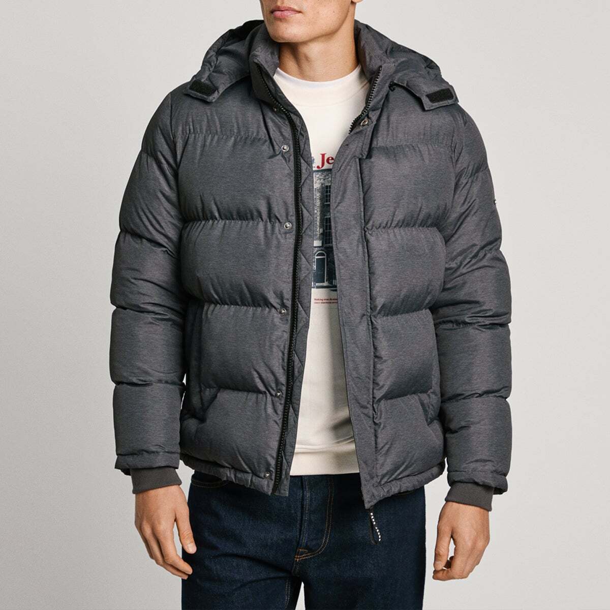 Veste Matelassée À Capuche gris foncé chine, PEPE JEANS