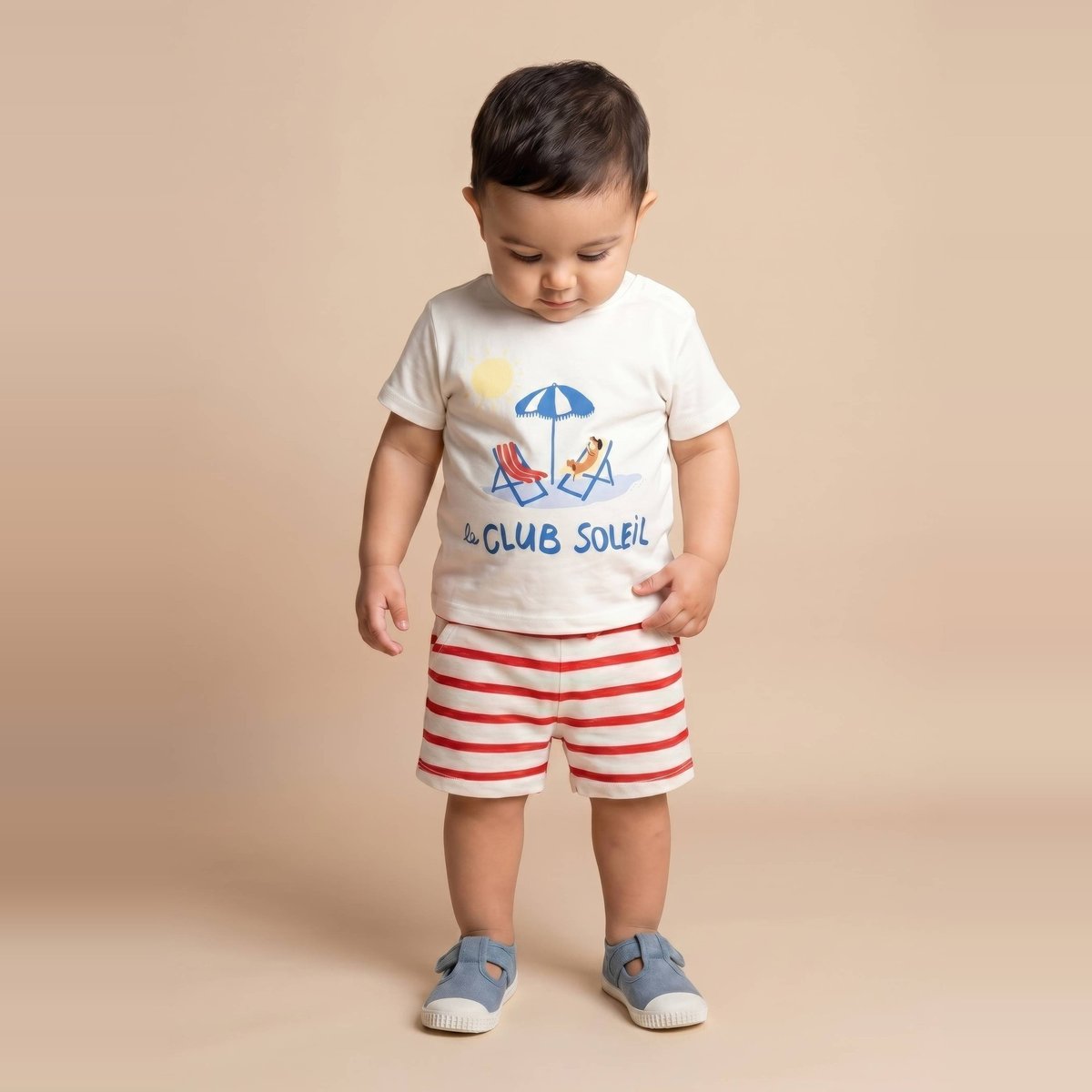 Lot de shorts un uni et un imprimé en coton BIO GOTS frais, BOUT'CHOU