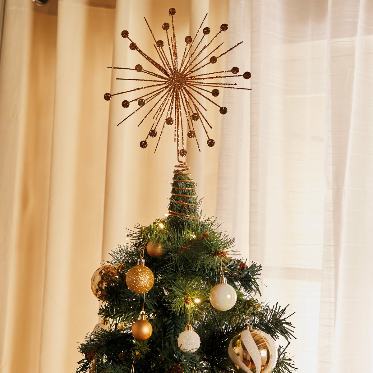 Cimier avec pastilles H30 cm cuivre, FEERIC LIGHTS & CHRISTMAS